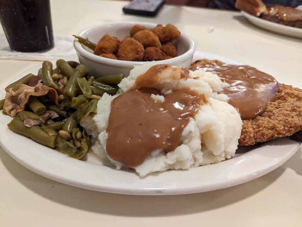 Blue Plate Hamburger Steak Dinner